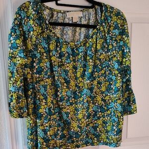 Michael Kors Floral Blouse - Blue and Yellow